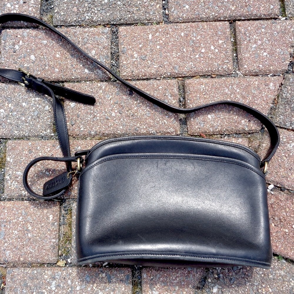 Coach Black Leather Crossbody Bag w/ storage bag